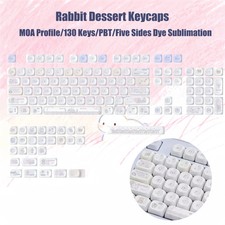 125 Keys Milky Way White PBT Keycaps MOA Profile Dye-Sub for Cherry MX Switches- picture