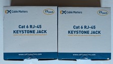 Lot of 2 Cable Matters [UL Listed] 25-Pack 10Gbps Cat6 Keystone Jacks Black RJ45 picture