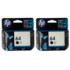 2pcs Genuine HP 64 Black Ink Cartridges picture