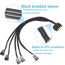 SATA Cooler Fan Adapter Cable，15 Pin SATA to 5 x 3/4 pin Fan Splitter Cable,1... picture