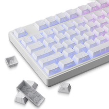 97 PCS White Topographic PBT Keycaps Side Printed RGB Backlit Cherry MX picture
