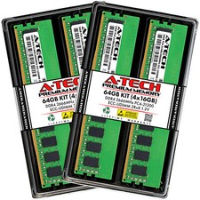 A-Tech 64GB 4x 16GB 2Rx8 PC4-21300E DDR4 2666 MHz ECC UDIMM Server Memory RAM picture