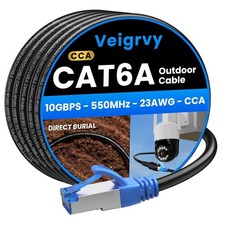 Cat6A Outdoor Ethernet Cable 100 ft Supports POE, 23AWG 550MHz High-Speed CAT6A picture