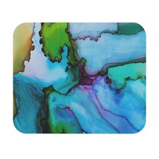Abstract Alcohol Ink Art Mouse Pad | Blue Green Fluid Desk Mat picture