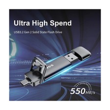 SSK 2TB Super Fast SSD 550Mb/S 2In1 Dual Drive - USB Type C+  Open Box Complete picture