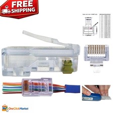Ultimate 100 Pack RJ45 Gold-Plated Pass-Through Connectors for Fast Networking picture