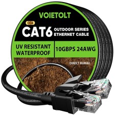 Cat 6 Outdoor Ethernet Cable 125ft 10Gbps Waterproof Direct Burial UV Jacket picture
