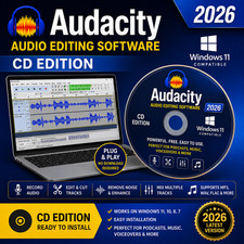 Audacity 2026 DVD, Professional Audio Music Editing Recording, Podcasting picture
