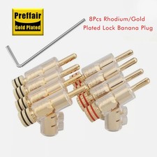 8PCS Hi-End Rhodium / Gold Plated Lock Banana Plug Audio Speaker Cable Connector picture