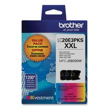 LC20E3PKS Super High-Yield Ink, 1,200 Page-Yield, Cyan/Magenta/Yellow, 3/Pack picture