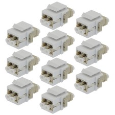 10x LC/UPC Duplex Multi Mode Fiber Optical Coupler w/ Keystone Jack Insert Ivory picture