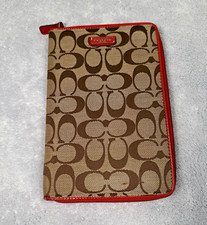 Coach Signature Canvas Zip Folding Folio Case Universal 7 in Brown/Red picture
