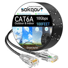 Cat6A Ethernet Cable Slim 100Ft Outdoor&Indoor, 28AWG Pure Copper Cat6 Internet picture