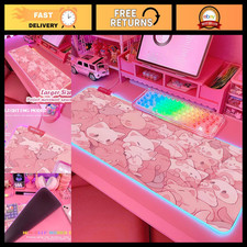 XL Pink RGB Gaming Mouse Pad 31.5x12 Inch LED Light Up Non-Slip Rubber Base Cute picture
