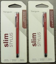 2 Targus Slim Stylus For Smartphone, iPad and Galaxy Devices, Red, Sealed Packs picture