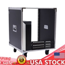 12U Cabinet Rolling Network Rack Audio Studio Video Telecom Equipment Rack Black picture