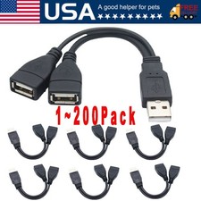 USB 2.0 A Male To Dual USB Female Jack Splitter Hub Power Cord Adapter Cable Lot picture