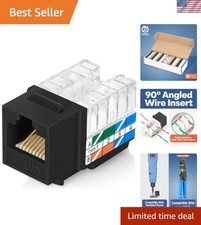 Everest 90° Angled RJ45 Cat6 Keystone Jacks 50-Pack in Black - Slim Profile F... picture