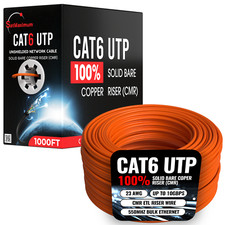 1000ft CAT6 CMR ETL Riser Ethernet Cables 23AWG Solid Bare Copper Wire Orange picture