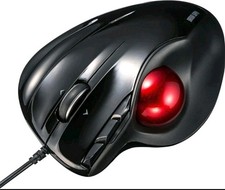 SANWA Wired Ergonomic Trackball Mouse, Programmable Roller Ball Mice, Black  picture