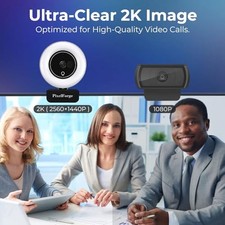PIXELFORGE 2K WEBCAM FOR PC WITH MICROPHONE & LIGHT & PRIVACY -  BLACK/WHITE picture