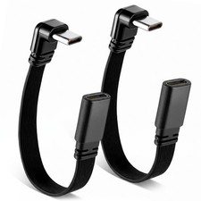 Xthrotsenk 2Pcs 90 Degree USB-C Extension Cable Flat 4inch Male to 101.6 cm picture