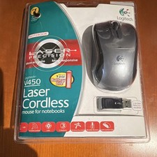 Logitech V450 Laser Wireless Mouse 2.4GHz USB Silver Black Ergonomic picture