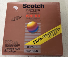 Vintage 1986 NOS Scotch Floppy Disk 10 Pack Box 1S2D RH 5 1/4