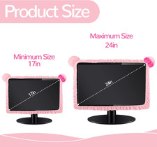 2 Pcs 17''-24'' Kawaii Computer Monitor Cover with Cat Ear Furry Cute Pink Mo... picture