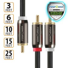 3 6 10 15 25 FT Dual Layer 2 to 1 RCA Male Splitter Stereo Sub Audio Y Cable picture