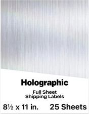 25 Sheets Holographic Sticker Paper, Brushed Silver Printable Vinyl for Inkjet & picture