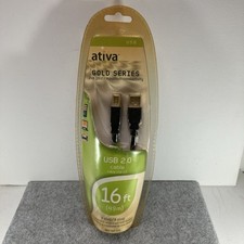 Ativa Gold Series USB 2.0 16ft A Plug/B Plug 24K Gold Printer Cable 828-615 New picture
