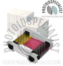 Genuine Evolis R5F008AAA YMCKO Color Ribbon Primacy & 200 Blank PVC Cards Bundle picture