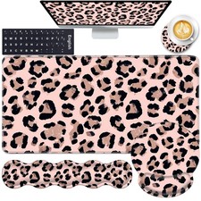 CICPLKSE Mouse Pad,Large Pink Desk Mat, 4in1 XXL Mousepad + Keyboard Wrist picture