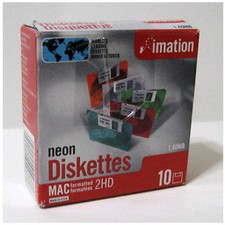 Imation MAC 2HD 1.40MB Neon Floppy Floppies Disks box of Nine (9) picture