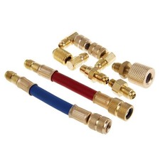 8-Piece R134A R12 Car A/C Refrigerant Hose Adapter Conversion Kit 1/4 Inch picture