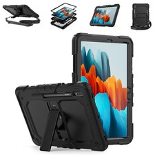 For Samsung Galaxy Tab S7, Rugged Case, Screen cover, shoulder strap, kickstand picture