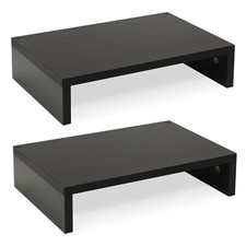 Monitor Stand Riser-2 Pack,Wood 2 Tier Adjustable Dual Monitor Riser Black picture