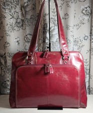 VINTAGE SAMSONITE RED VEGAN LEATHER LAPTOP WORK TOTE BAG picture