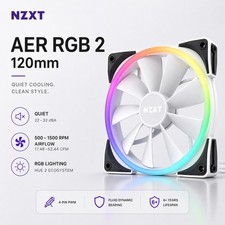 NZXT AER RGB 2 RGB Fluid Dynamic Bearing PWM 120mm Fan (White) | Ships from USA picture