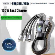 100W USB C Fast Charging Cable 3 in 1 Multi Charger Cord Nylon Braided Type-C picture