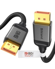 Silkland DisplayPort 2.1 Cable 6.6FT 80Gbps 16K DP to DP Nylon Braided Gray picture
