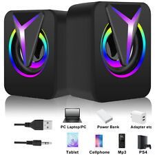 USB Wired Computer Speakers Colorful RGB LED Stereo 3.5mm For PC Laptop Desktop picture