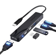 USB C 5 in 1 Hub 4K HDMI 100W PD Pass Through USB A Adapter for MacBook Windows picture