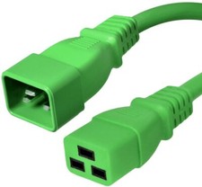 15 PACK LOT 3ft IEC C20 - C19 Green Power Cord 12AWG 20A/2500W 100-250V 1M picture