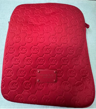 Michael Kors Red Embossed Logo Neoprene iPad Tablet Electronics Case Cover picture