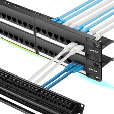 Rapink Patch Panel 48 Port Cat6A with Inline Keystone 10G Support, Pass-Thru picture
