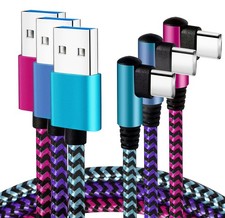 Teeind USB C Cable 6ft 3Pack, 90 Degree Right Angle 6, blue/magenta/purple picture