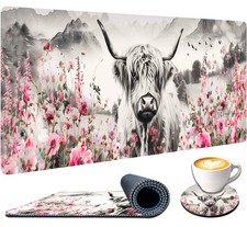Highland Cow Mouse Pad 31.5 X 11.8 Inch Extended Large Desk - Gaming Office picture