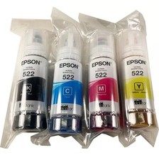 Genuine Epson 522 Ink Bottles 4 Pack for ET-2720 ET-2800 ET-2803 ET-4700 ET-4800 picture